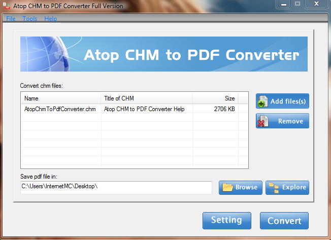 Atop CHM to PDF Converter 2.0