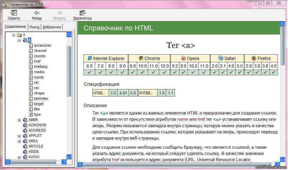 Справочник по HTML